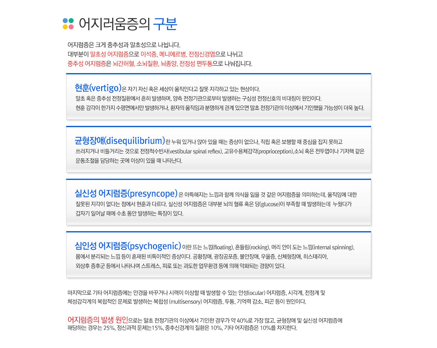 어지럼증 종류